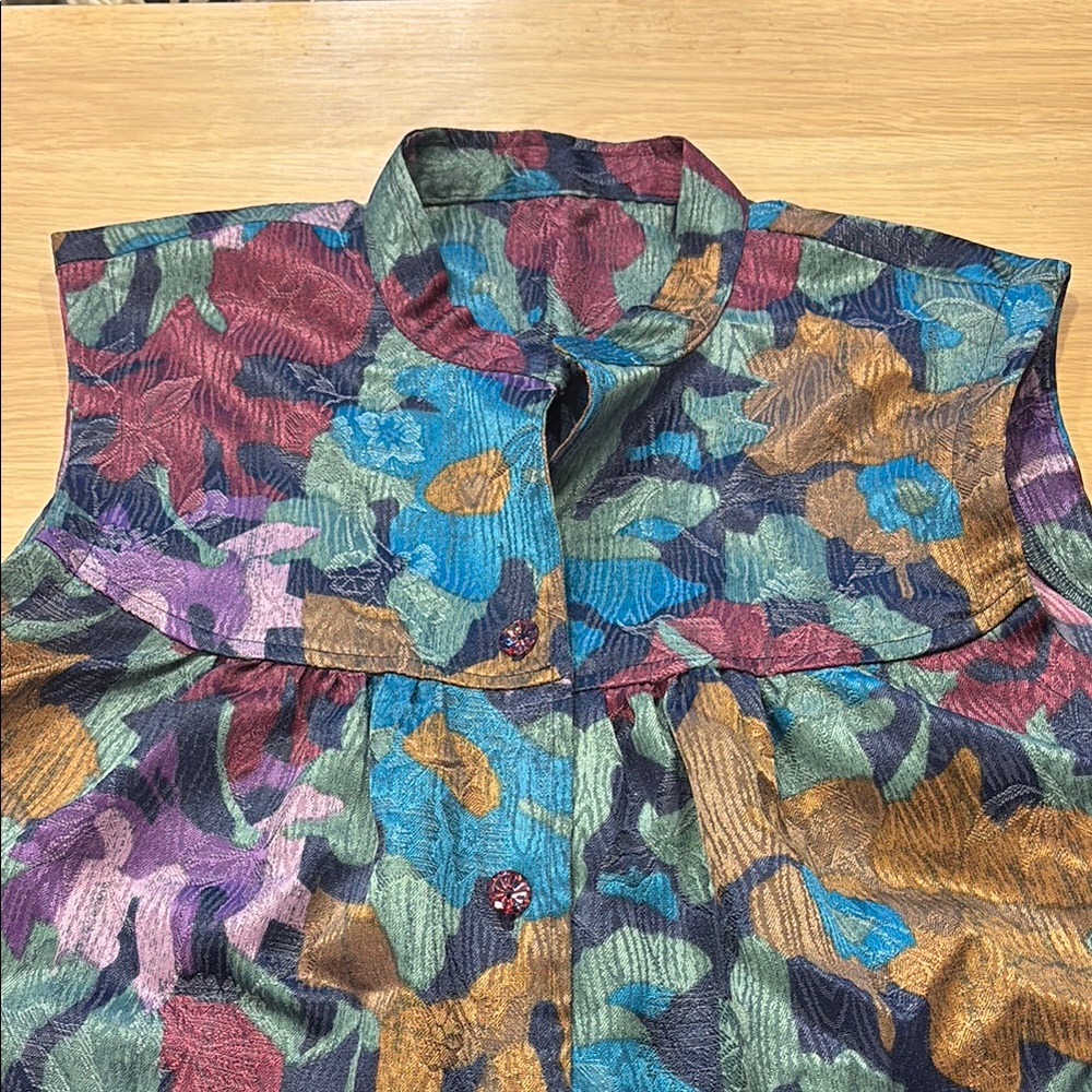 Colorful Floral Sleeveless Blouse